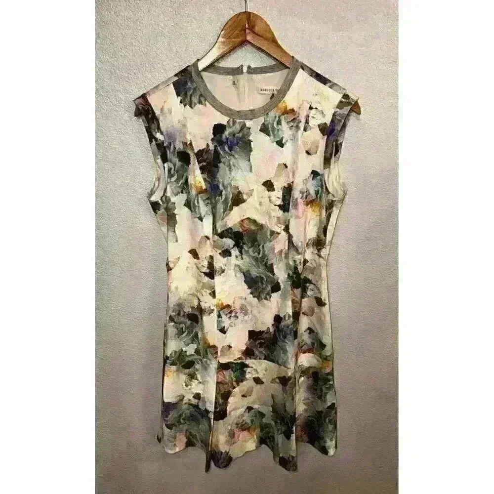 Rebecca Taylor Enchanted Garden Drop Waist Floral Print Dress Sz 8